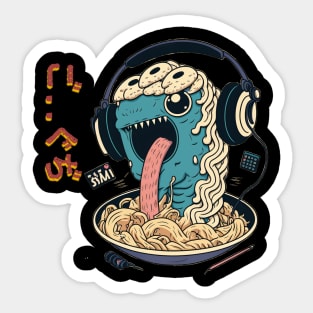 Ramen of Kanagawa  monster on headphone Sticker